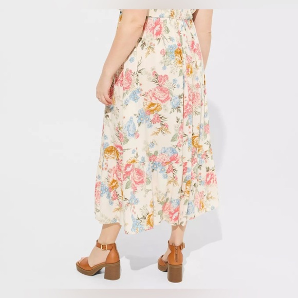 Torrid Plus Size Maxi Challis Ruffle Strap Tiered Dress in Lush Floral Dew - Picture 3 of 11